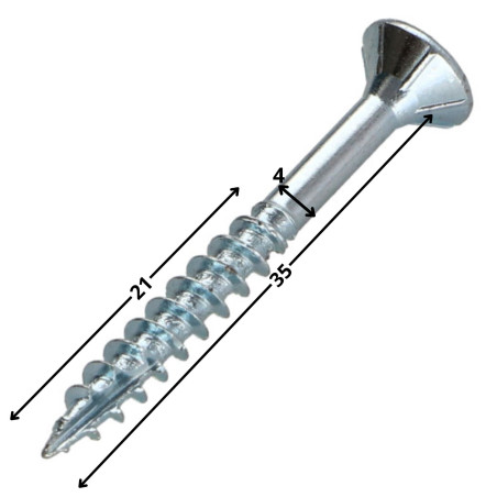 1 x Viti per legno TEKOR Testa Forata Dentellato 4X35 Filettata Su 21 T20 Zincate cut Chiodo Anti-Spacco 17