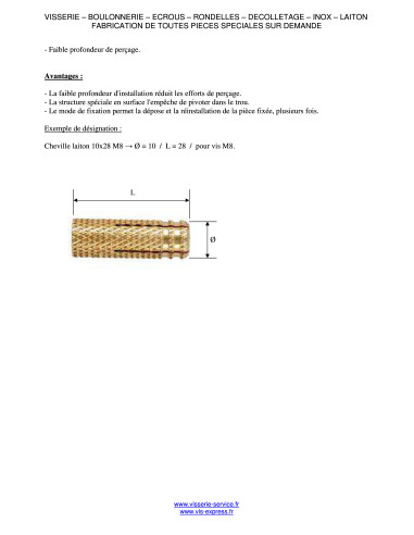 1 x Tassello Ottone 8X23 M6