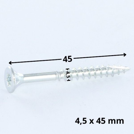 1 x Viti per legno TEKOR Testa Forata Dentellato 4,5X45 T25 Zincate Discussione completa cut Chiodo Anti-Spacco 17