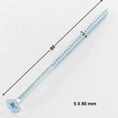 1 x Vite Per Legno E Truciolato Testa Forata Pozi PZ5 5X80 Filettatura Parziale Zincate