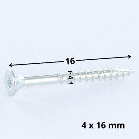 1 x Viti per legno TEKOR Testa Forata Dentellato 4x16 T20 Zincate Discussione completa cut Chiodo Anti-Spacco 17