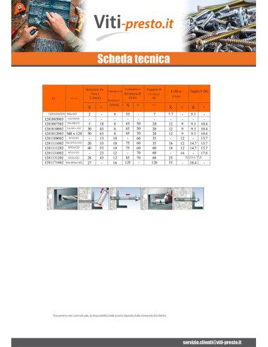 1 x Perno Ancoraggio M8X100 Zincate