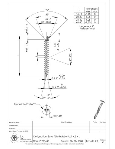 1 x Vite Per Legno E Truciolato Testa Forata...