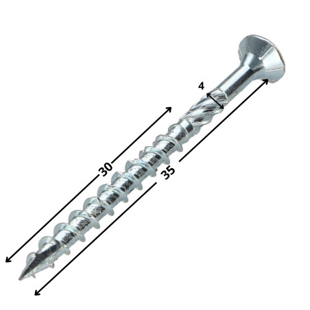 1 x Vite per telaio TEKOR Testa Forata Dentellato T20 4X35 Filettata Su 30 cut Chiodo Anti-Spacco 17 Acciaio Zincato Nero