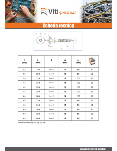 1 x Vite per telaio TEKOR Testa Forata...