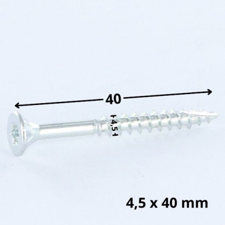 1 x Viti per legno TEKOR Testa Forata Dentellato 4,5X40 T25 Zincate Discussione completa cut Chiodo Anti-Spacco 17