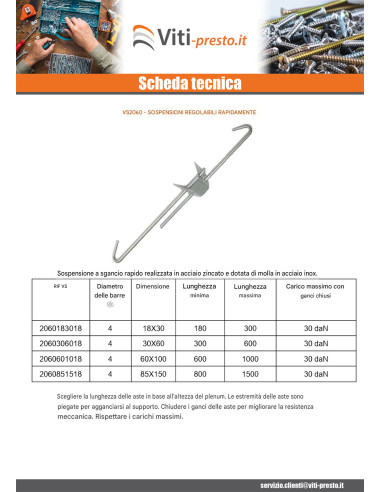 1 x Sospensione Regolazione rapido 30X60