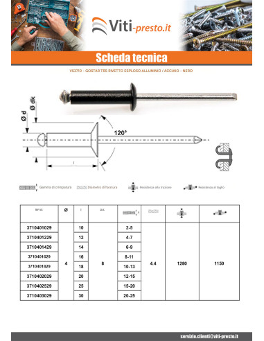 1 x Rivetto A Strappo Peel GOSTAR Barra...