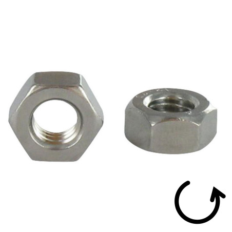 1 x Dado HUAGONAL Passo Sinistro M8 Acciaio Inox A4