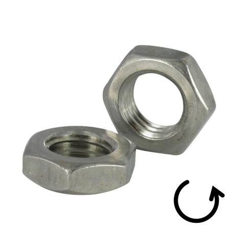 1 x Dado Esagonale Basso/Controdado Passo Sinistro M8 Acciaio Inox A4