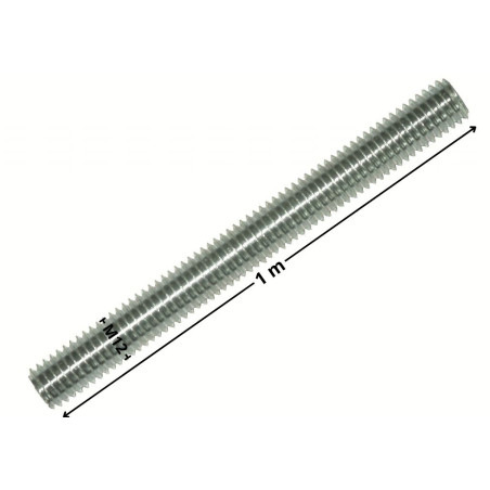 1 x Barra Filettata M12 Lunghezza 1 Metro Passo Sinistro Zincate