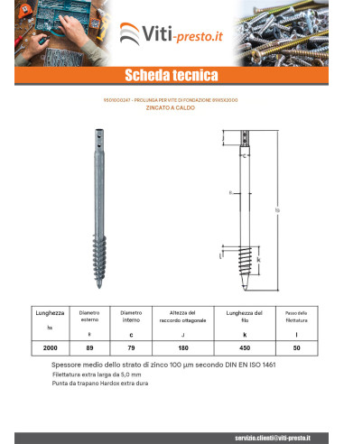 1 x Vite di fondazione 89X5X2000 Elevata...