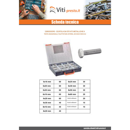 1 x Set 570 Vite Per Metalli Testa Esagonale Discussione completa Acciaio Inox A4