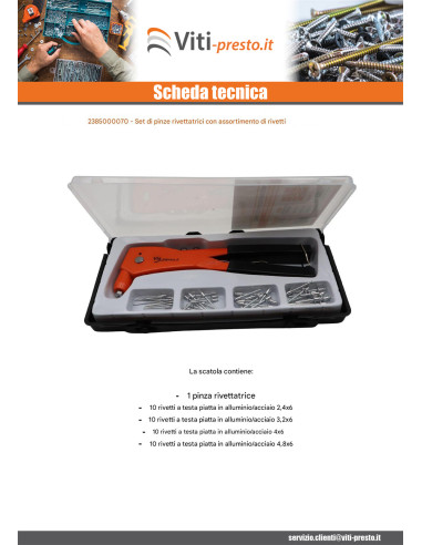1 x Set rivettatrice manuale Con Rivetti