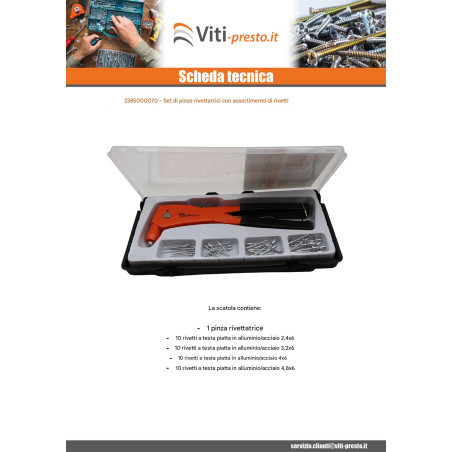 1 x Set rivettatrice manuale Con Rivetti