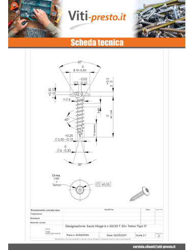 1 x Vite Bandella Di Sicurezza 6X30 Filettata...