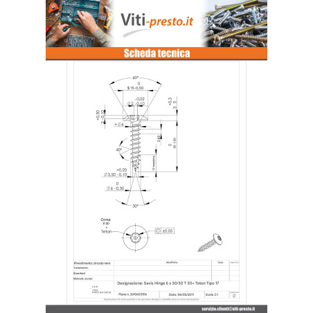 1 x Vite Bandella Di Sicurezza 6X30 Filettata Su 30 T30+TET cut Chiodo Anti-Spacco 17 Acciaio Zincato Nero