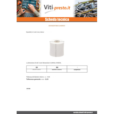 1 x Distanziatore Cilindrica 8,7 x 11 x 18 Polietilene Nero