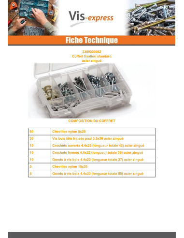1 x Assortimento di fissaggi standard 130 ELEMENTI