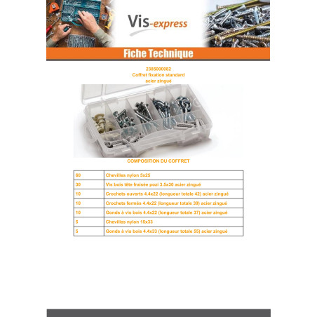 1 x Assortimento di fissaggi standard 130 ELEMENTI