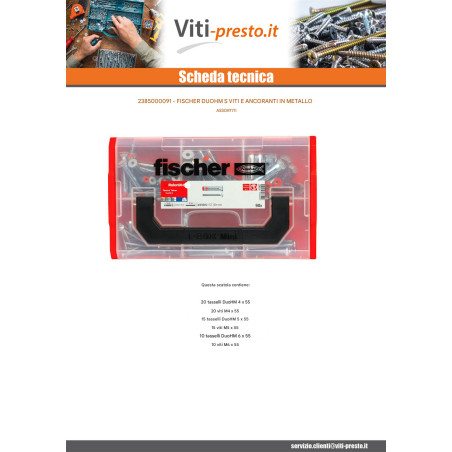 1 x Set Vite E Tassello Metallico Fischer DUOHM S