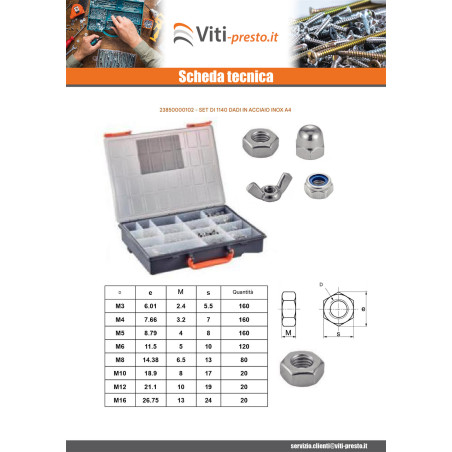 1 x Set 1140 Dado Acciaio Inox A4