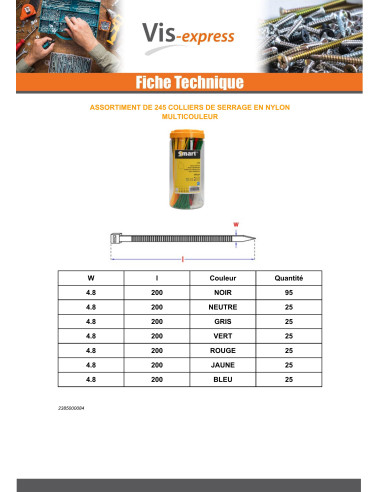 1 x Set 245 Fascette In Acciaio Inox Nylon