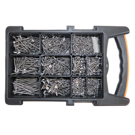1 x Set 1200 Viti per legno TEKOR Testa Forata Dentellato Torx Acciaio Inox A2
