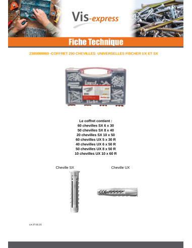 1 x Set 290 Tassello Universale Fischer UX...