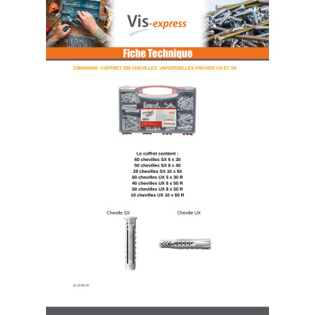 1 x Set 290 Tassello Universale Fischer UX Filettata Su SX