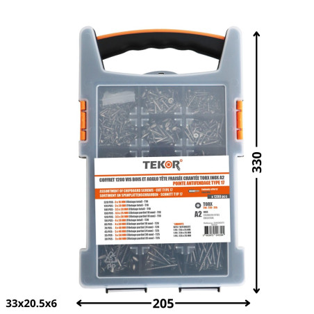 1 x Set 1200 Viti per legno TEKOR Testa Forata Dentellato Torx Acciaio Inox A2