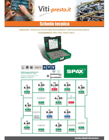 1 x Set 1070 Spax Testa Forata T-STAR DI PIÙ...