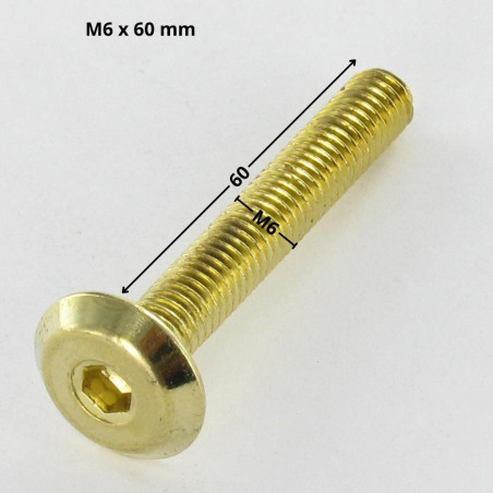 1 x Vite Per Metalli Piatta Chiave Esagonale Da 4 M6X60 Acciaio Ottonato