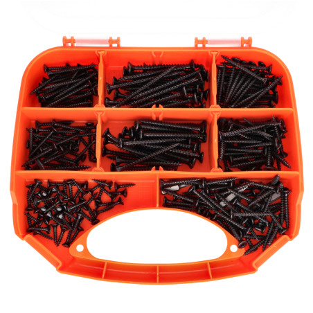 1 x Set 280 Vite Per Legno E Truciolato Testa Forata Torx Acciaio Zincato Nero Punta