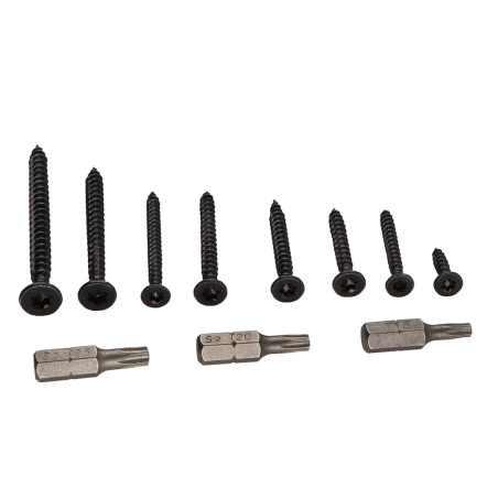 1 x Set 280 Vite Per Legno E Truciolato Testa Forata Torx Acciaio Zincato Nero Punta