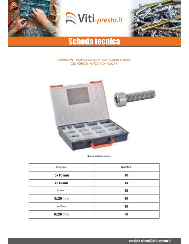 1 x Set 620 Vite Per Metalli A Esagono...