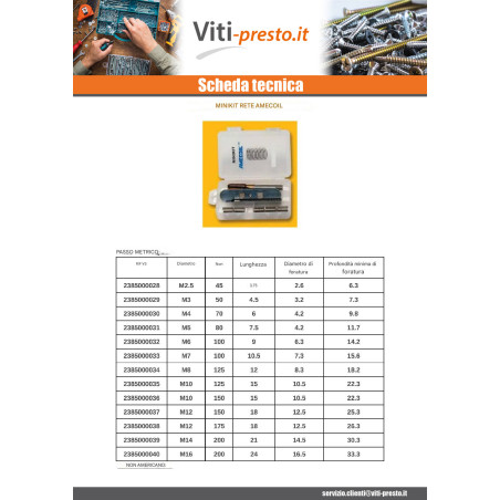 1 x KIT +NET RAPPORTO M12X18 Passo 175