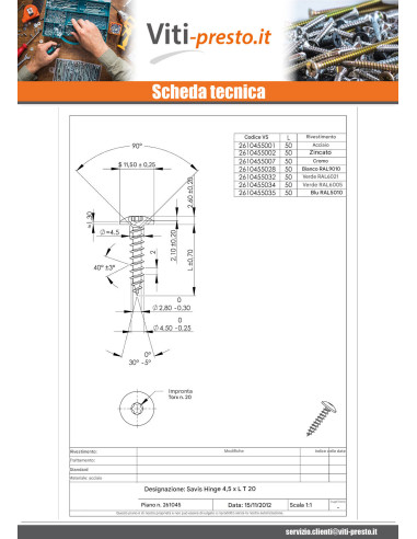 1 x Vite Bandella 4,5X35 Discussione completa...