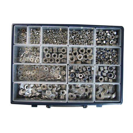 1 x Set 1760 Rondella / Dado esagonale / dado autobloccante Acciaio Inox A2