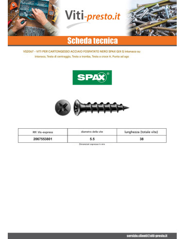 1 x Vite Per Cartongesso Spax Phillips 2 5,5X38...