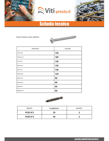 1 x Set 1684 Vite Per Lamiera Testa Cilindrica...