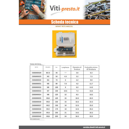 1 x KIT +NET RAPPORTO M10X15 Passo 150