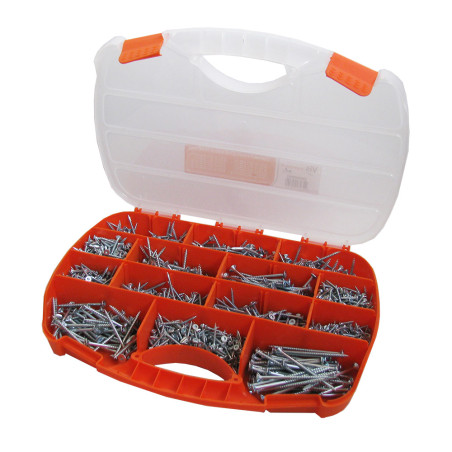 1 x Set 1700 Viti per legno TEKOR Testa Forata Torx cut Chiodo Anti-Spacco 17 Zincate Con Punta