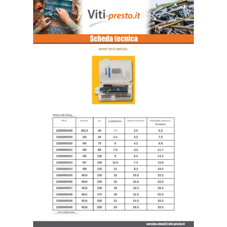1 x KIT +NET RAPPORTO M8X12 Passo 125