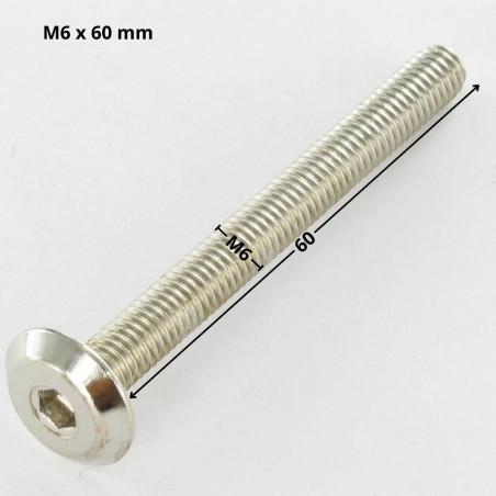 1 x Vite Per Metalli Piatta Chiave Esagonale Da 4 M6X60 Acciaio Nichel