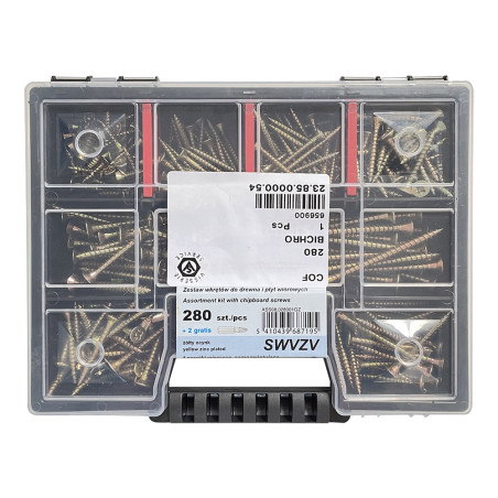 1 x Set 280 Vite Per Legno E Truciolato Testa Forata Torx cut Chiodo Anti-Spacco 17 Bicromato