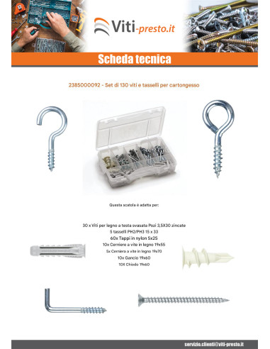 1 x Set 130 Vite E Tassello Cartongesso