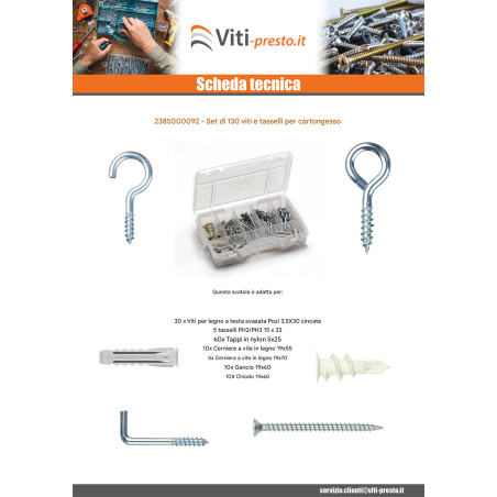 1 x Set 130 Vite E Tassello Cartongesso