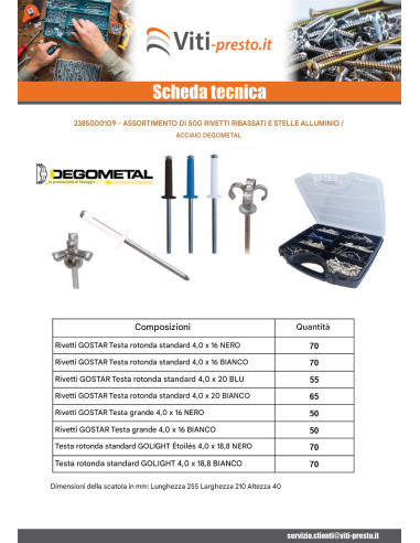 1 x Set 500 Rivetto GOSTAR GOLIGHT Barra...