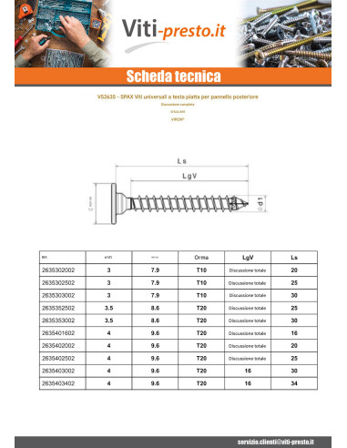 1 x Spax Viti Per Legno Testa Piatta 3X25...